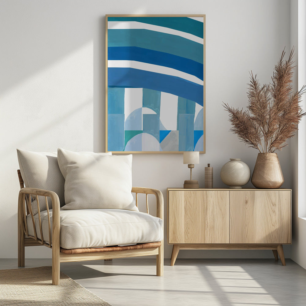 Blue French Stripes 3 | Poster