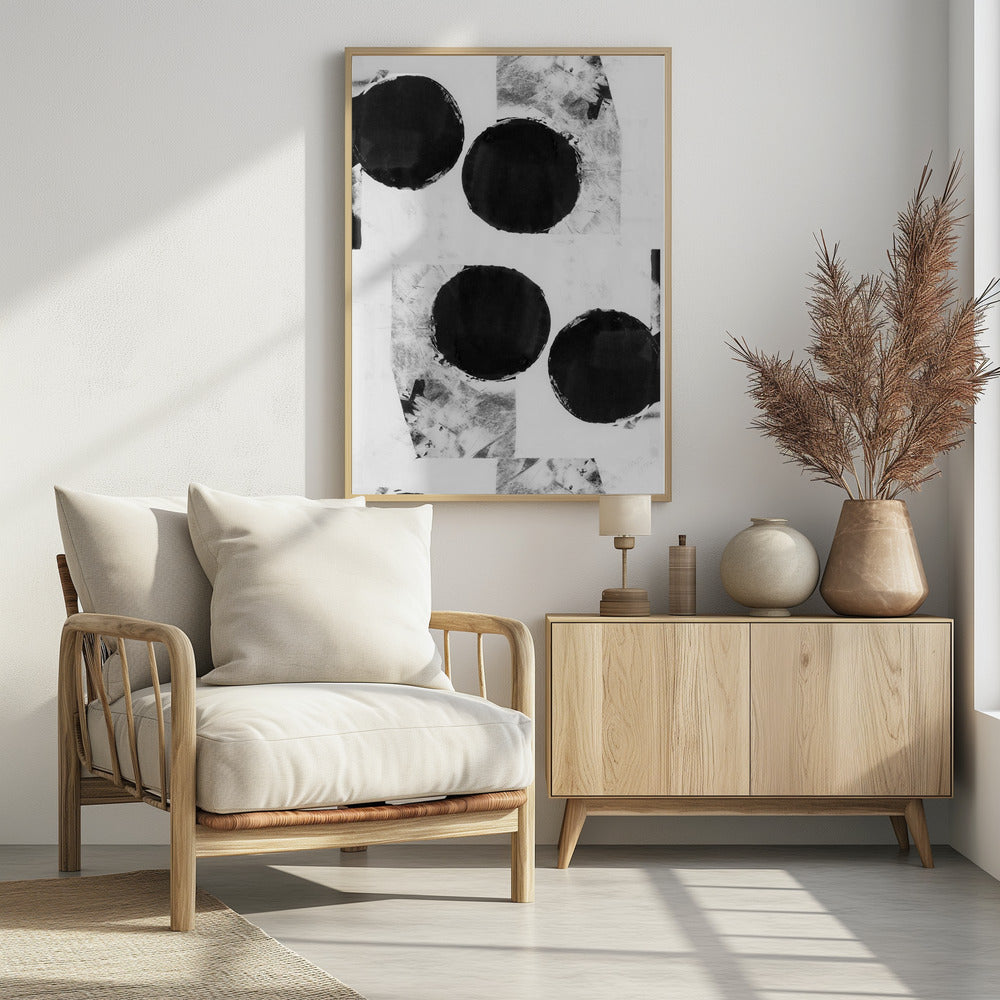 Black and White Abstract Dots 6 | Poster