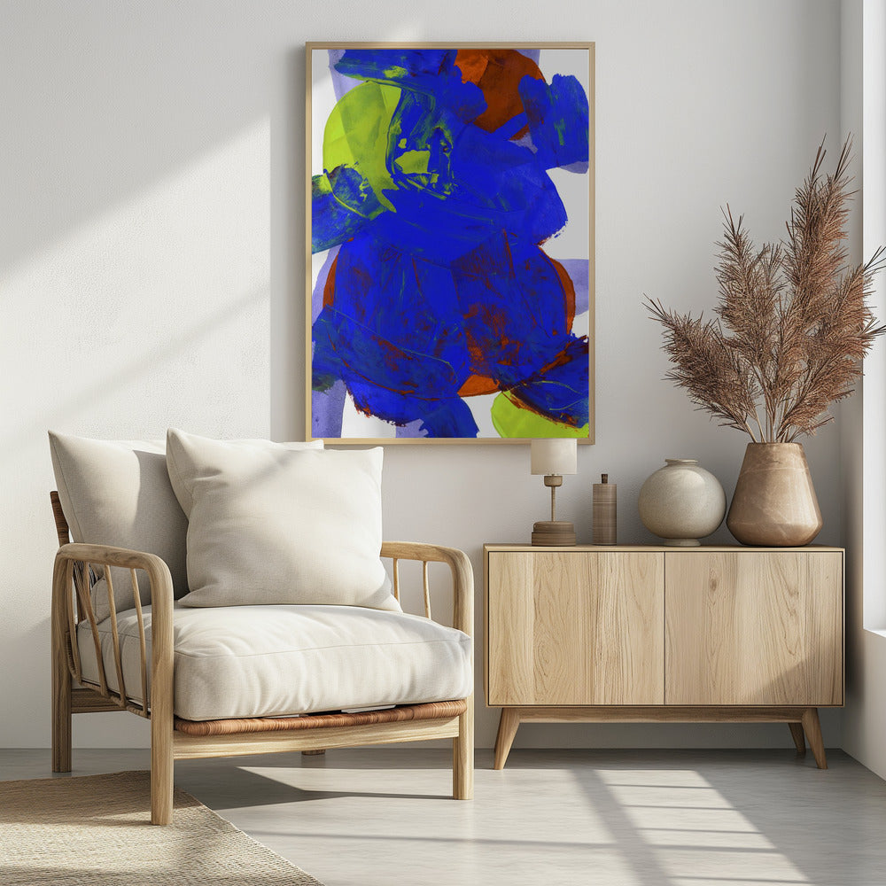 Cobalt Blue Lilac Yellow Chartreuseorange Neutral White Abstract 1 | Poster