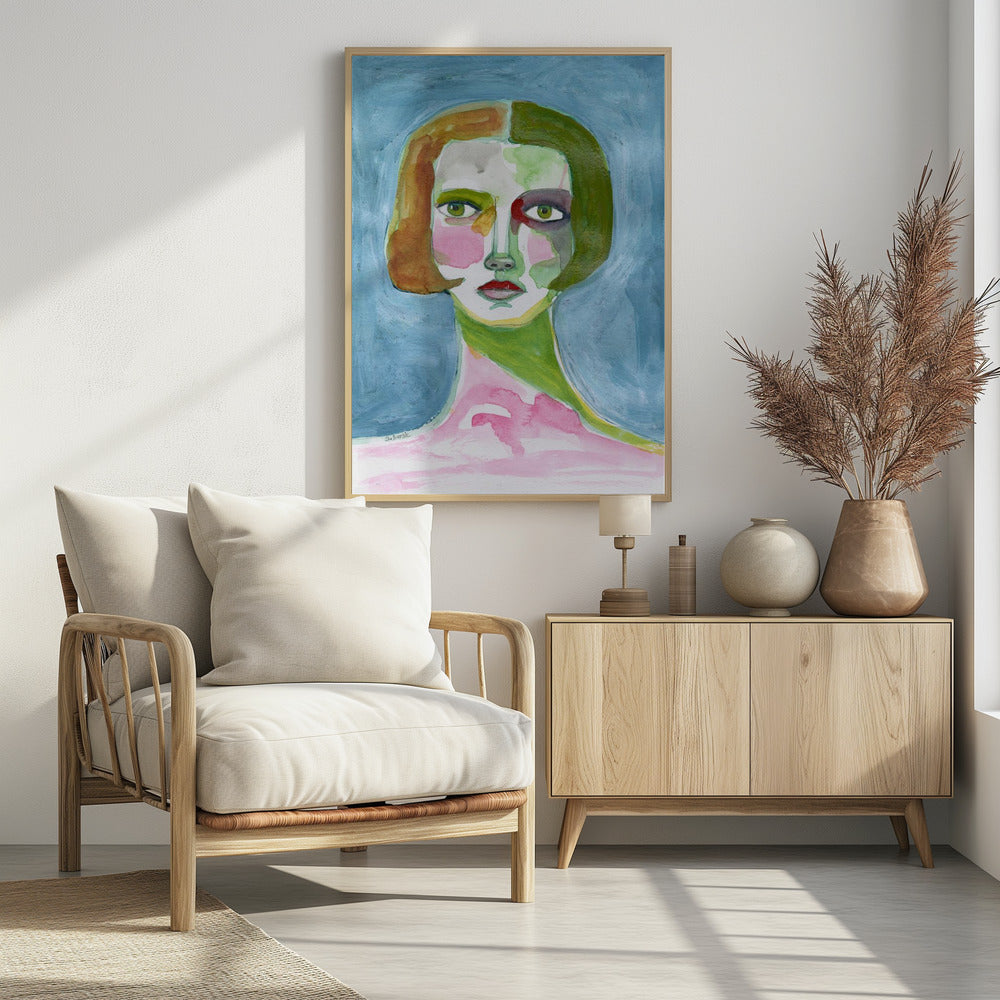 Lady with Bob haircut Blue | Poster