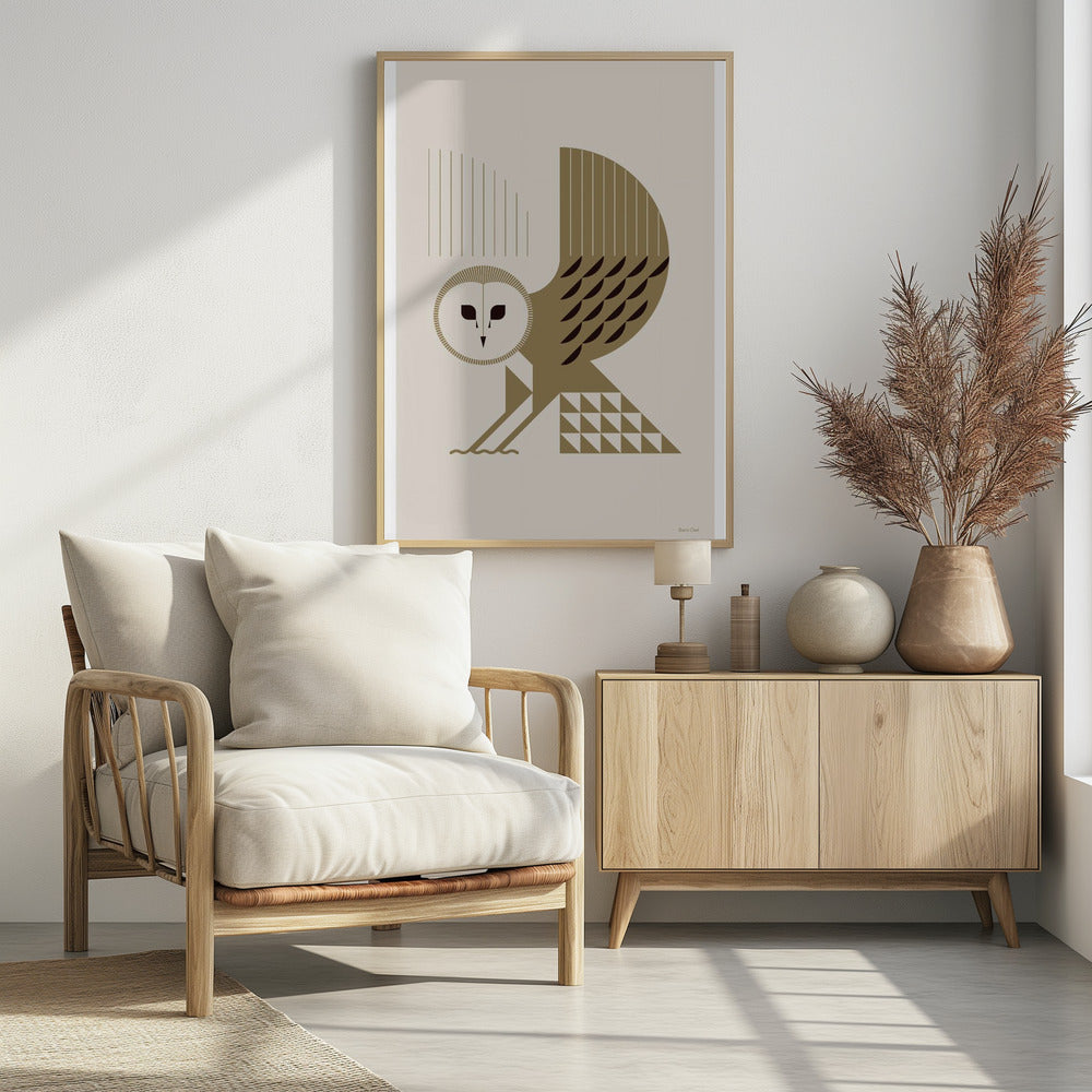 Golden Animals - Barn Owl (White) | Poster