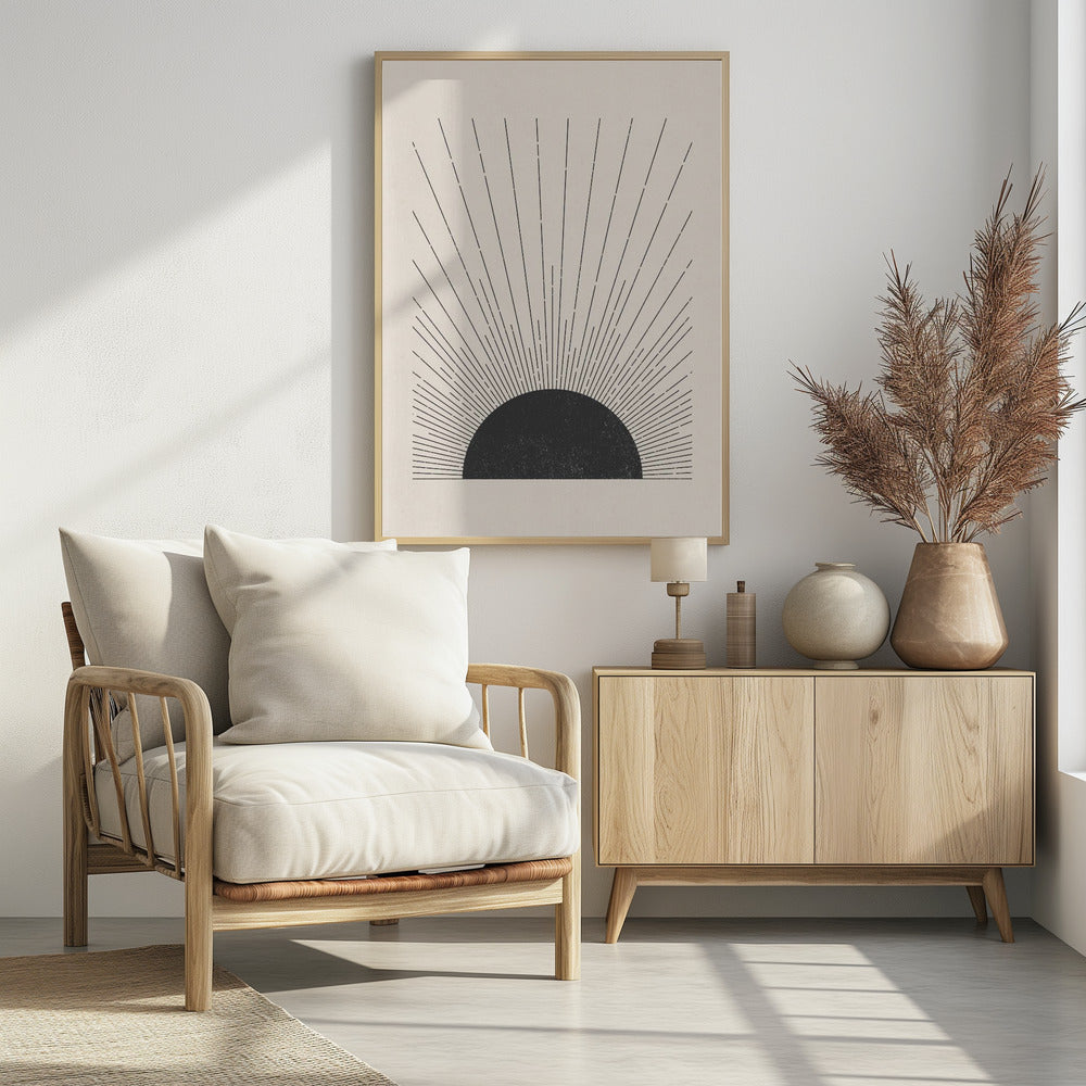 Woodblock The sun Illustration | Poster