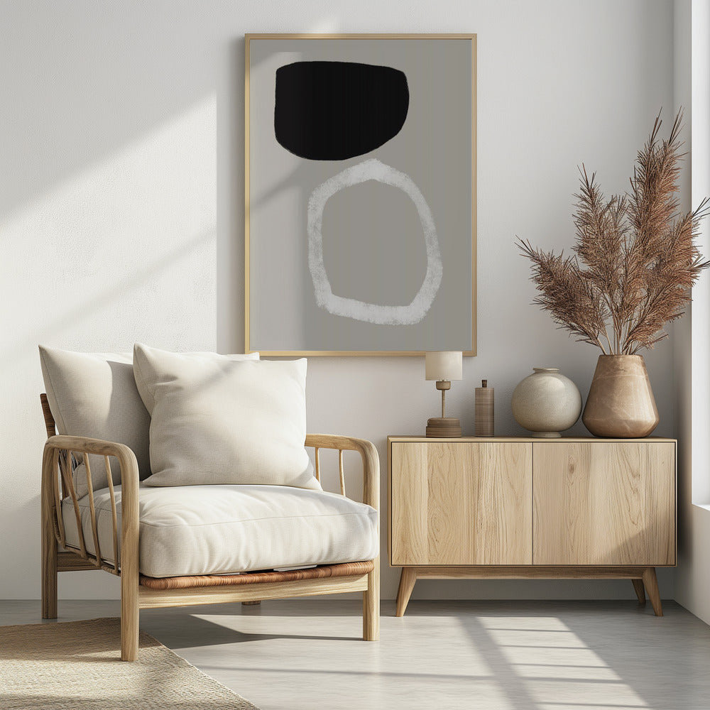 Abstract Painting With Two Bold Geometric Shapes | Poster