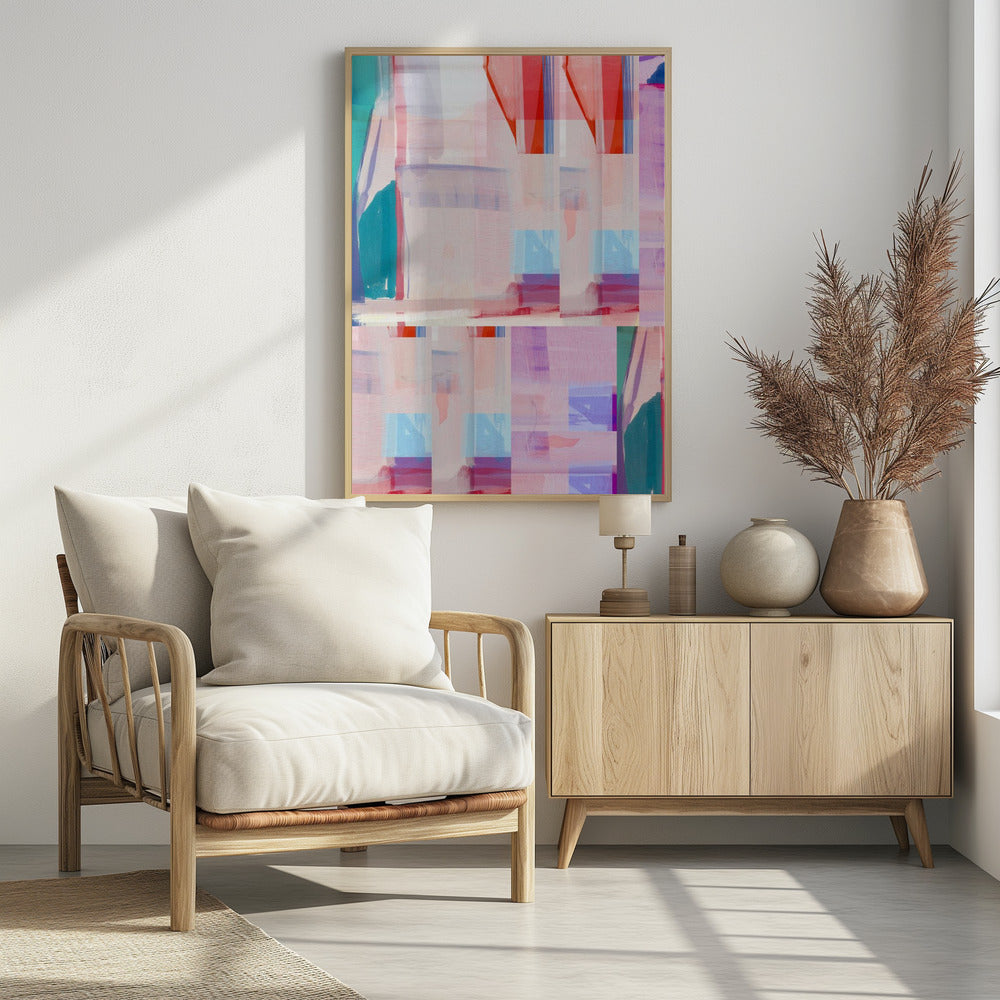 Blue Pink Shapes No1 | Poster