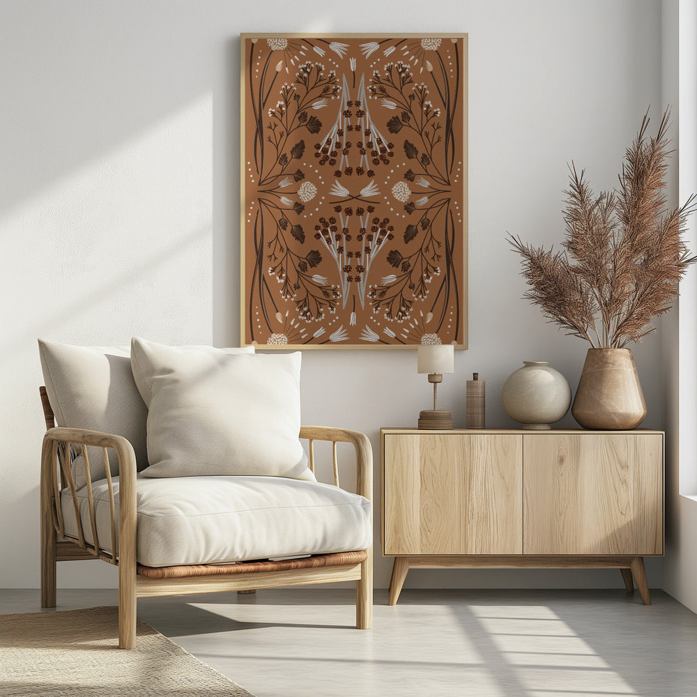 Folk Mirrored Botanicals - Earth Tones | Poster