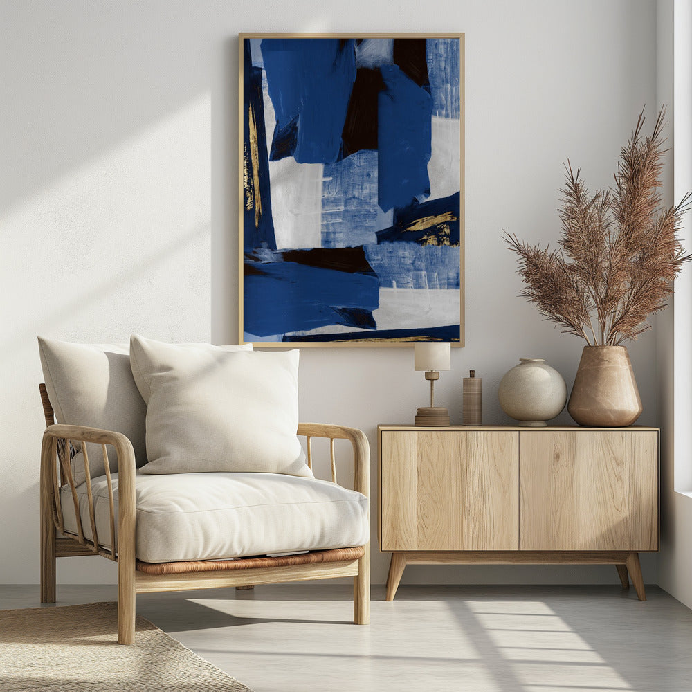 Navy Gold Shapes 1 | Poster