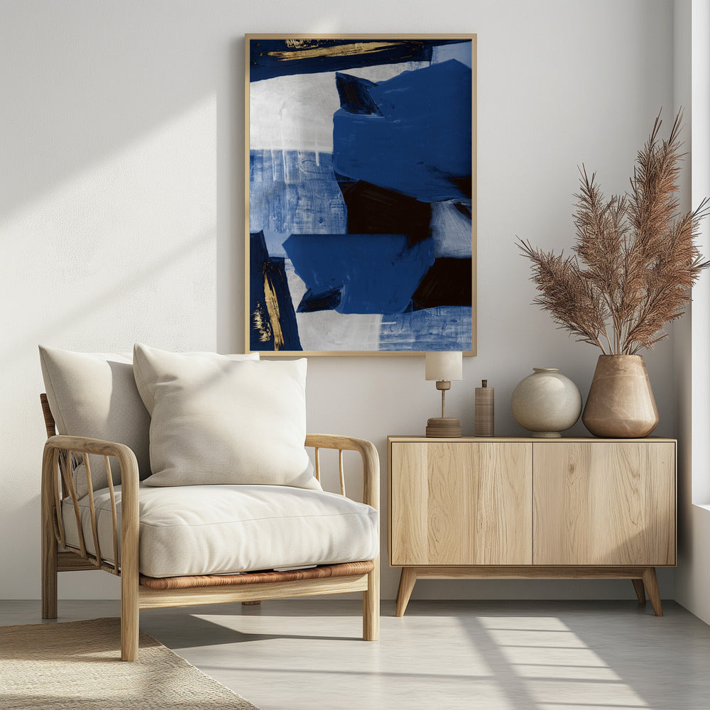 Navy Gold Shapes 2 | Poster