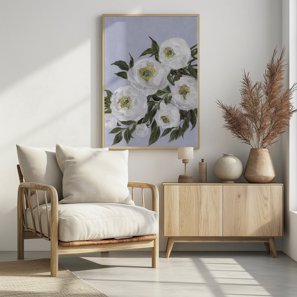 Evadne peonies in lilac | Poster