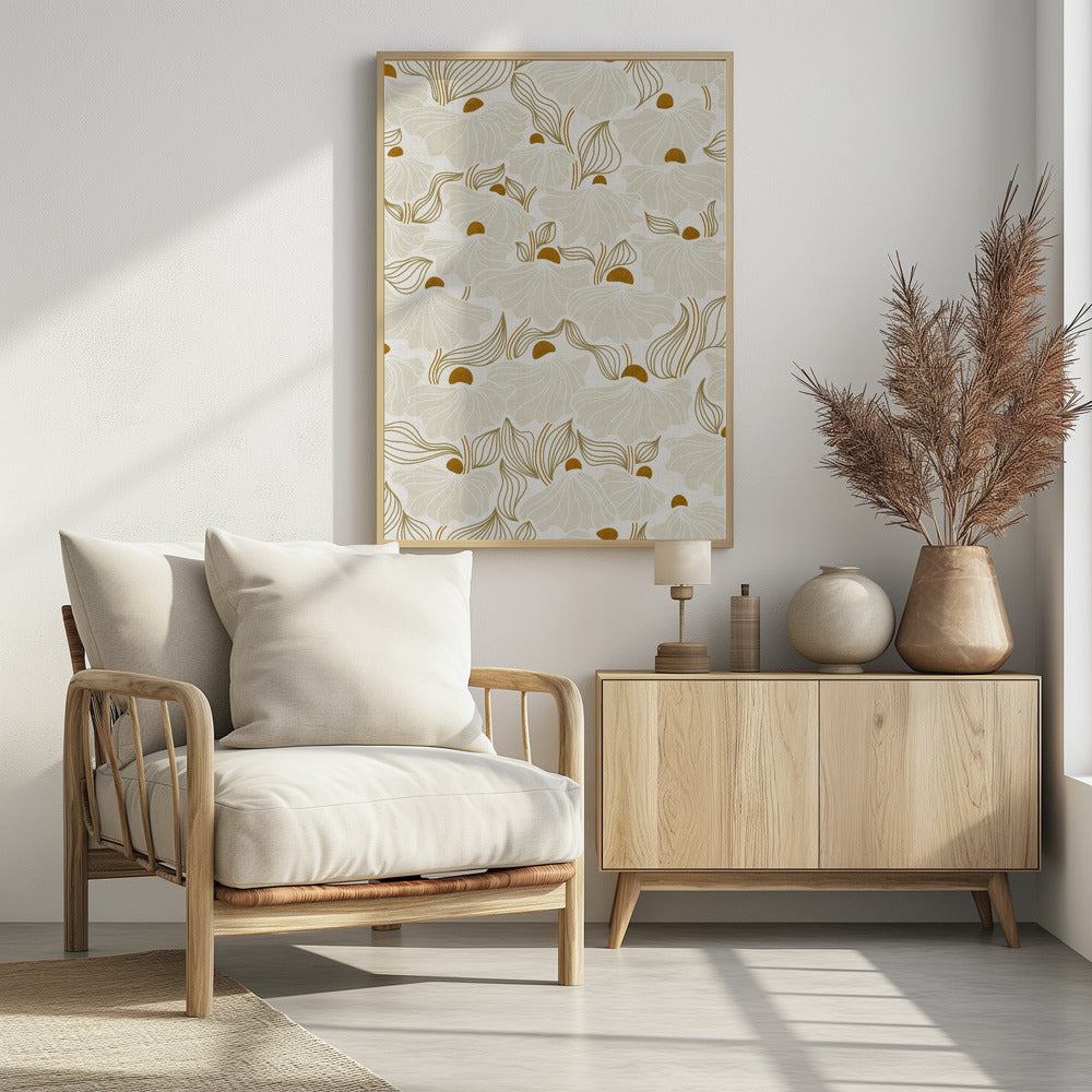 calming essentials Natural flow meadow ivory pattern | Poster