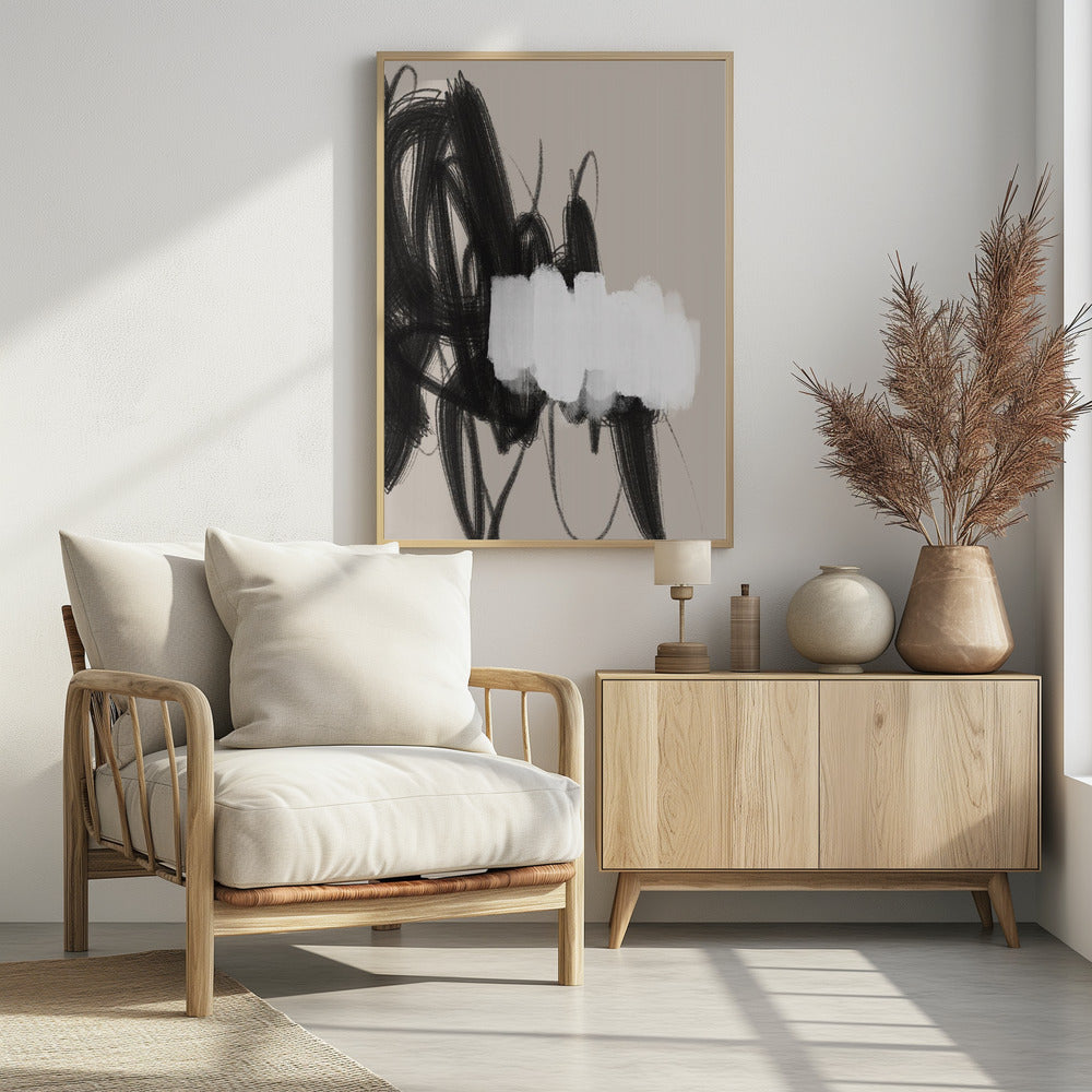 Expressive Black and White Brushstrokes | Poster