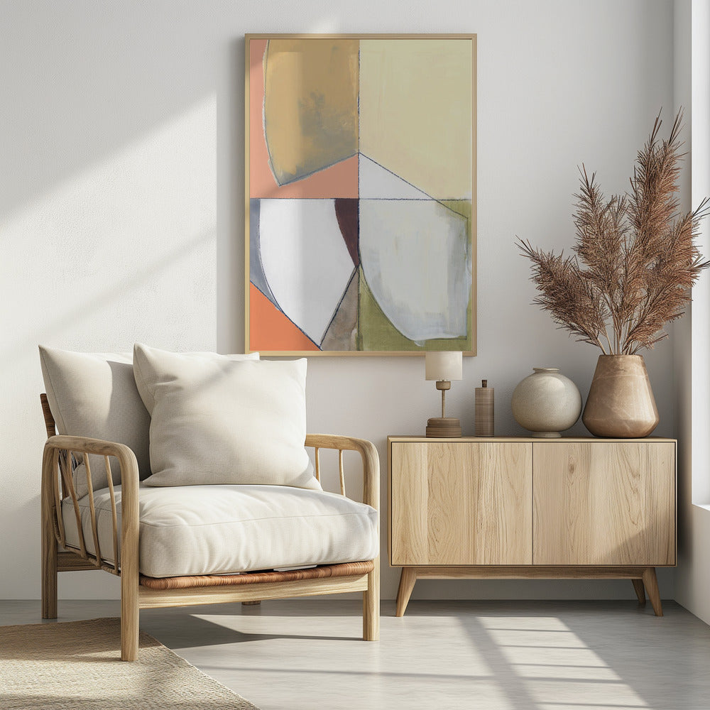 Dusty Pink Yellow Abstract No1 Art Print | Poster