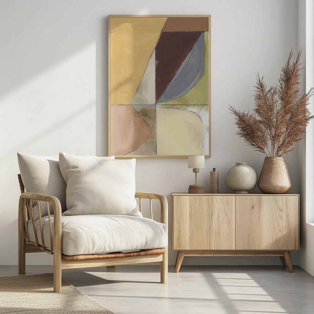 Dusty Pink Yellow Abstract No2 Art Print | Poster