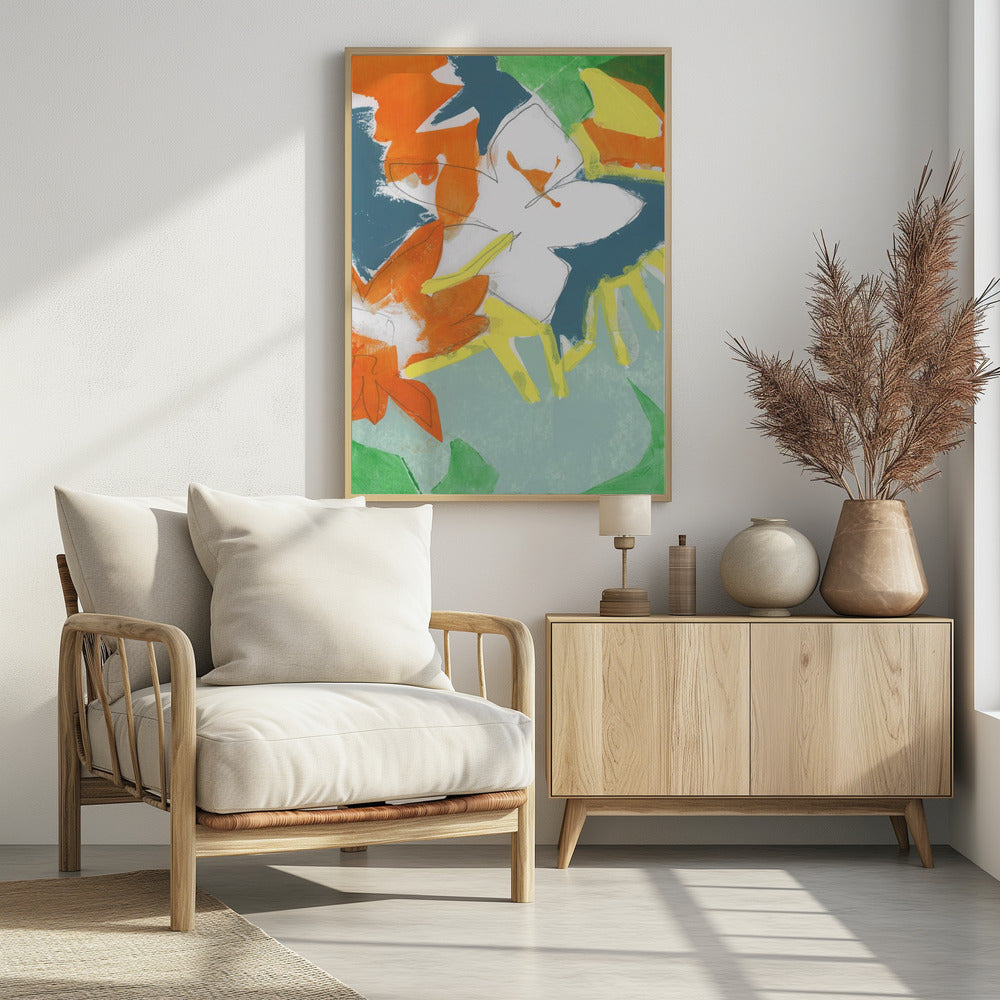 Soft Rustic Bright Florals No1 Print | Poster