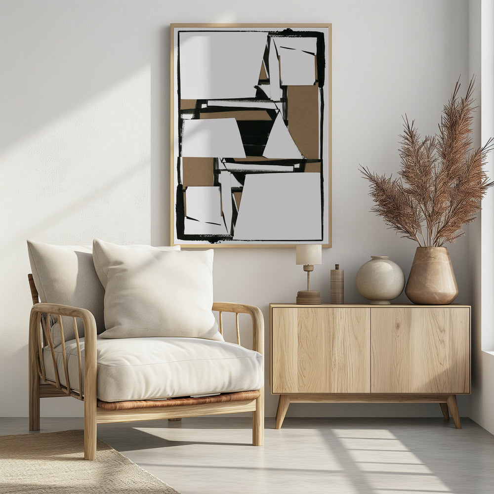 Black and Tan Brown Abstract Art Print | Poster