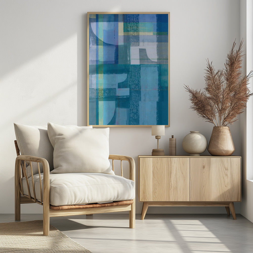 Abstract Shades of Blue and Neutral 4jpg | Poster