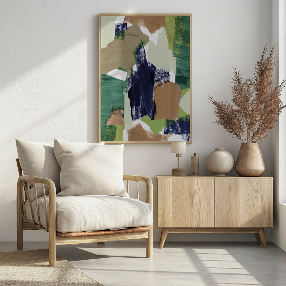 Abstract Blue Green Beige No 2 | Poster