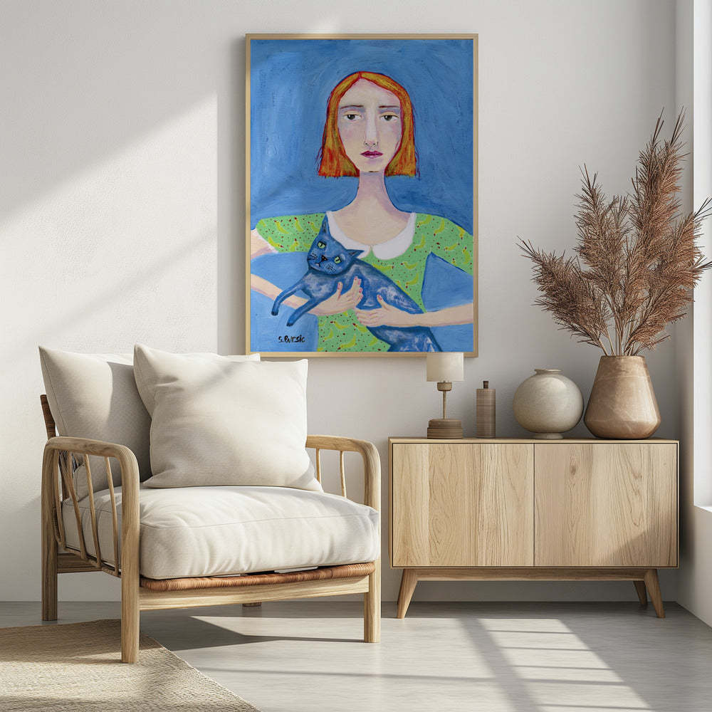 Lady with the Blue Cat | Poster