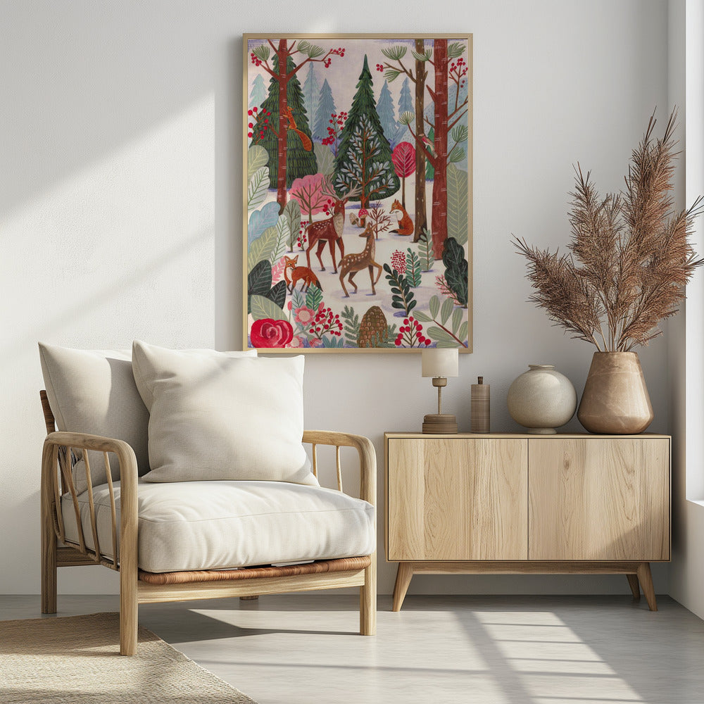 Animals in winter forest | Poster