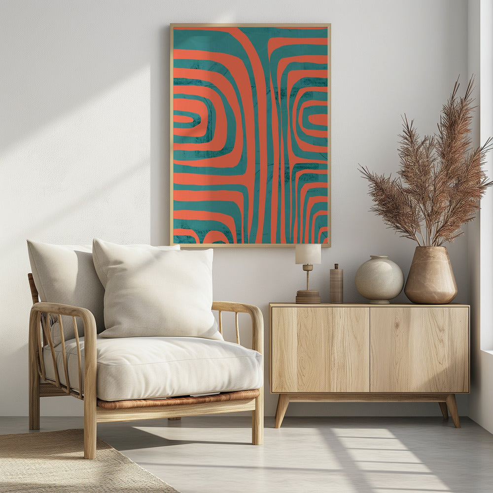 Turquoise & Coral Abstraction 2 | Poster