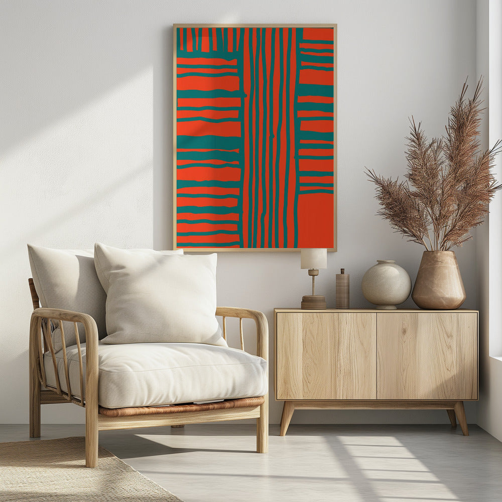 Turquoise & Coral Abstraction 4 | Poster