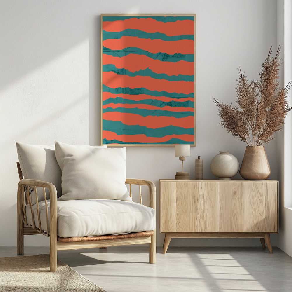 Turquoise & Coral Abstraction 3 | Poster