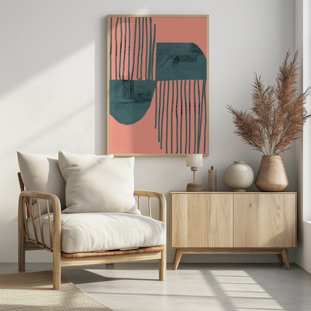 Turquoise & Coral Abstraction 6 | Poster