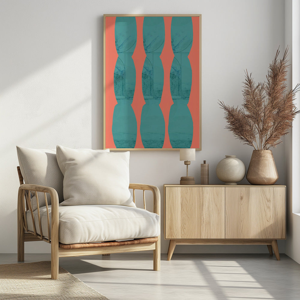 Turquoise & Coral Abstraction 7 | Poster