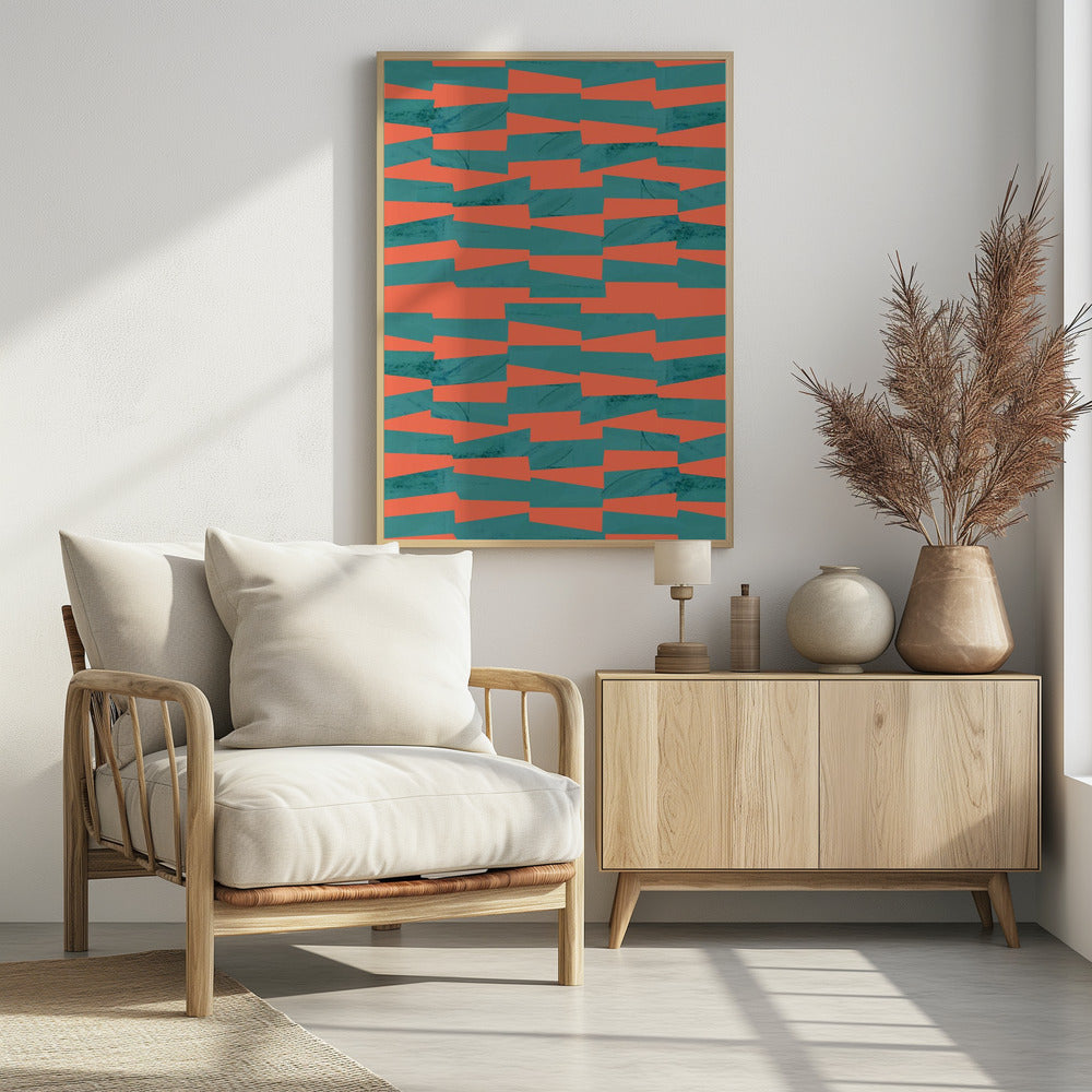 Turquoise & Coral Abstraction 9 | Poster