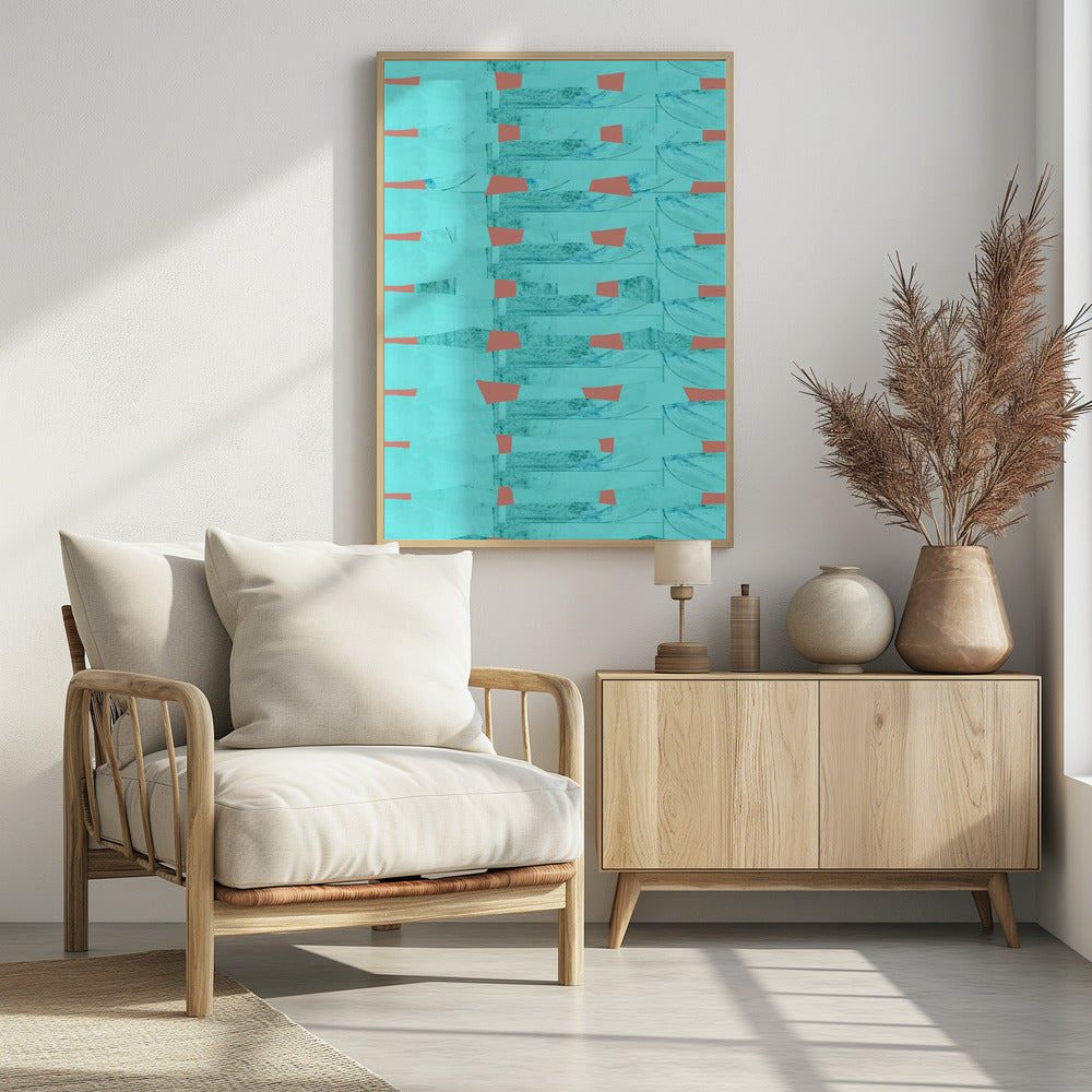 Turquoise & Coral Abstraction 8 | Poster