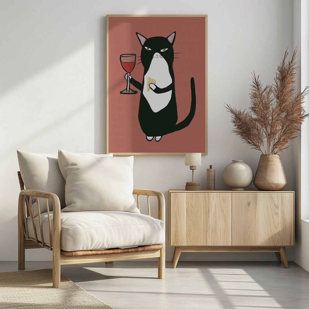 Cat with wine | Poster