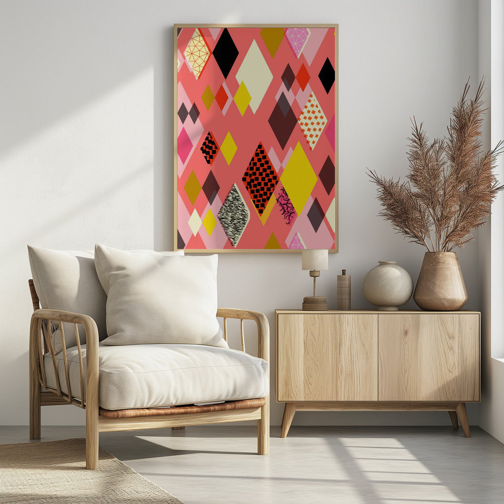 Geometric Patterns With Colorful Diamonds And Shapes | Poster