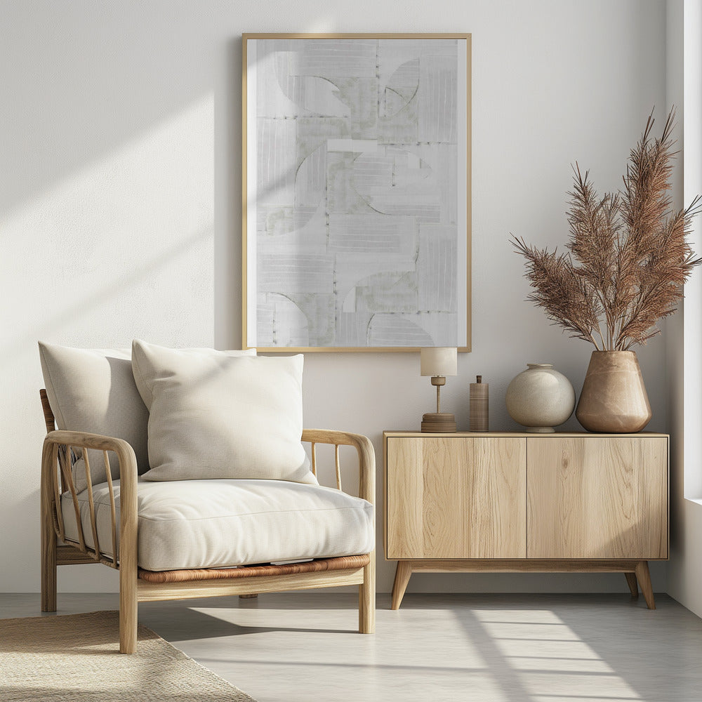 Geometric White Shapes | Poster