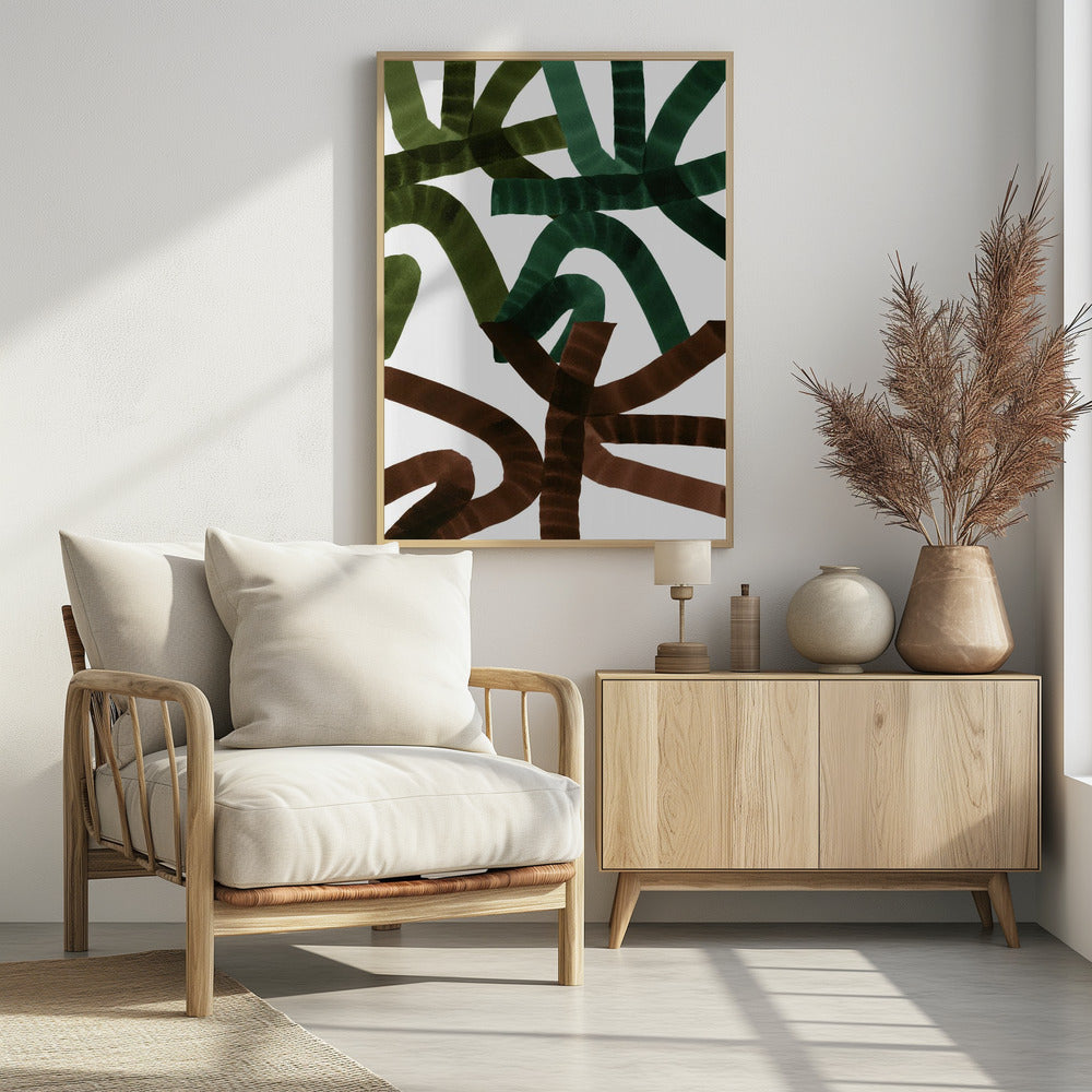 Intertwining Lines On A White Background | Poster