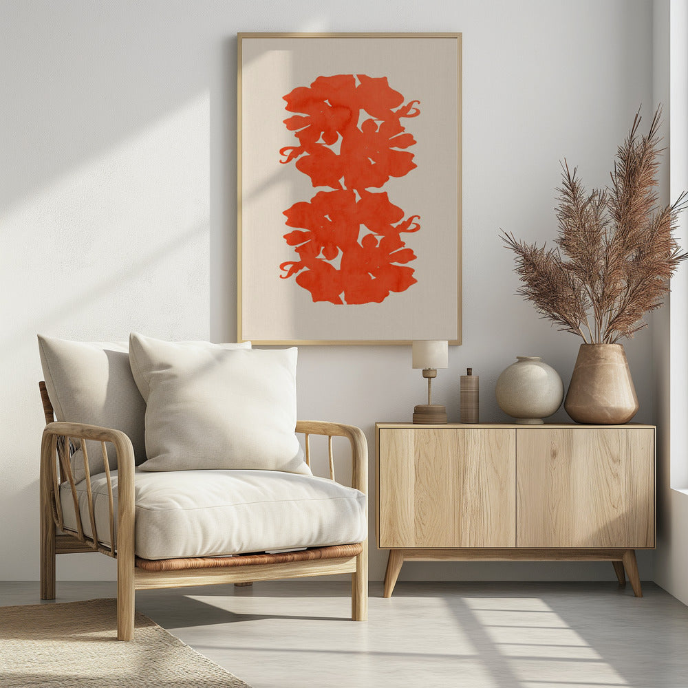 Orange Floral Silhouettes | Poster