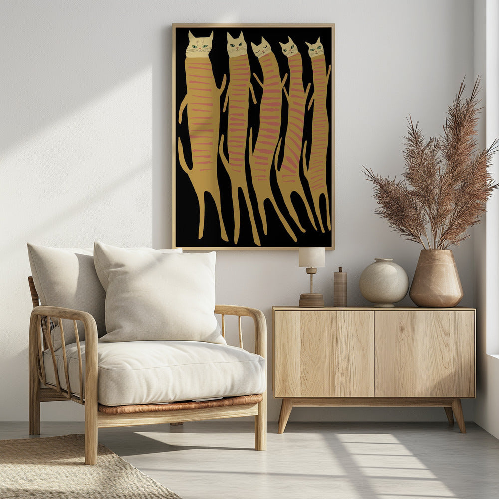 Five long cats | Poster