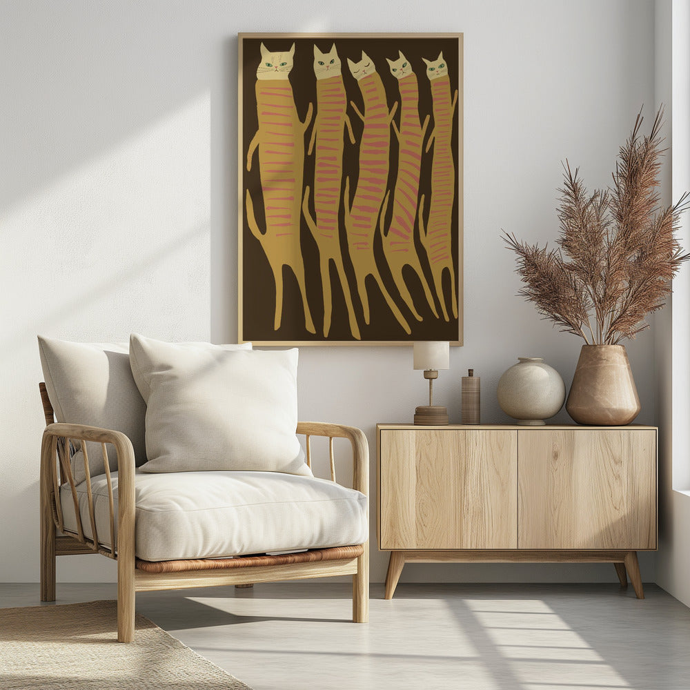 Five long cats | Poster