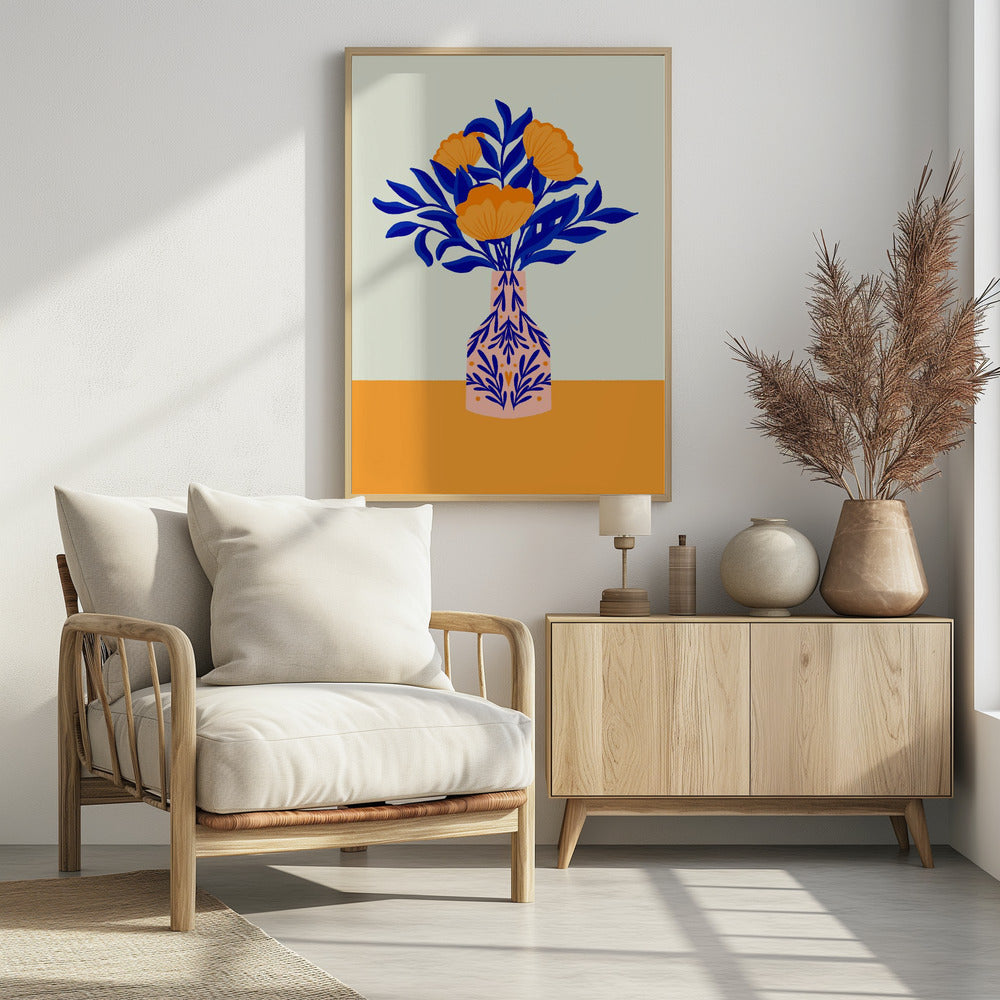 Orange Poppies In a Vase | Poster