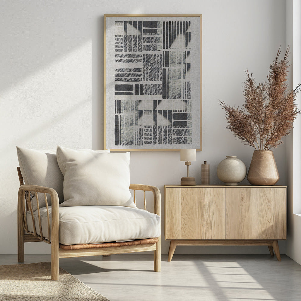 Geometric Patterns With Textured Monochrome Lines | Poster