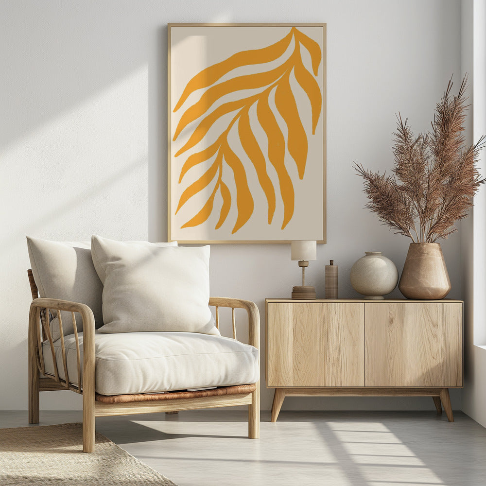 Yellow Silhouette Textured Branch | Poster