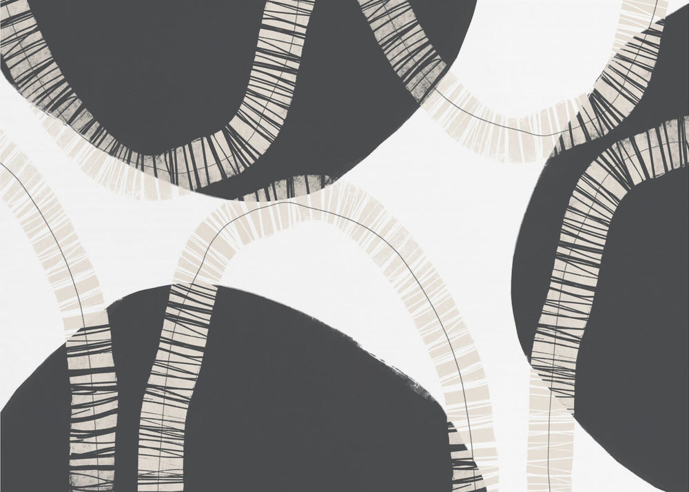 Black Shapes Interwoven With Textured | Poster