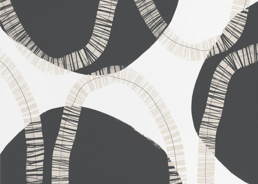 Black Shapes Interwoven With Textured | Canvas