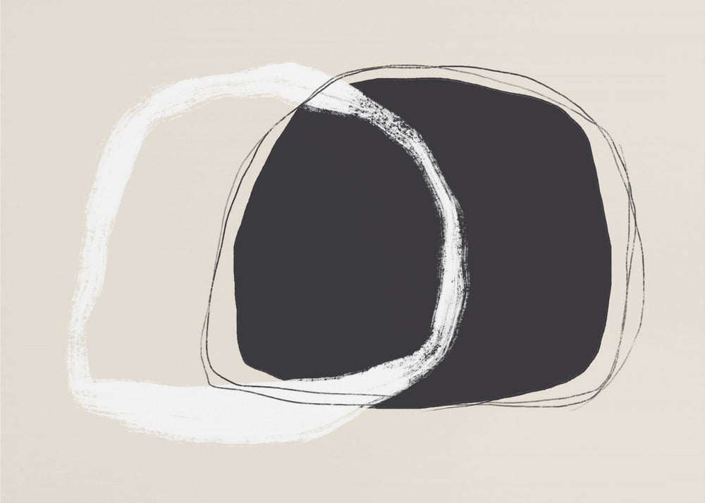 Overlapping Black And White Irregular Shapes | Poster