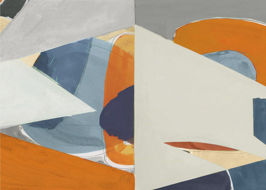 Orange, Blue Grey Abstract Art Print | Poster