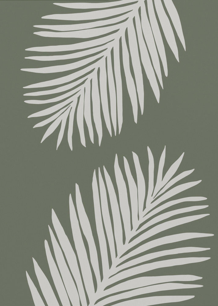PALM LEAF 06 GREEN WHITE | Poster