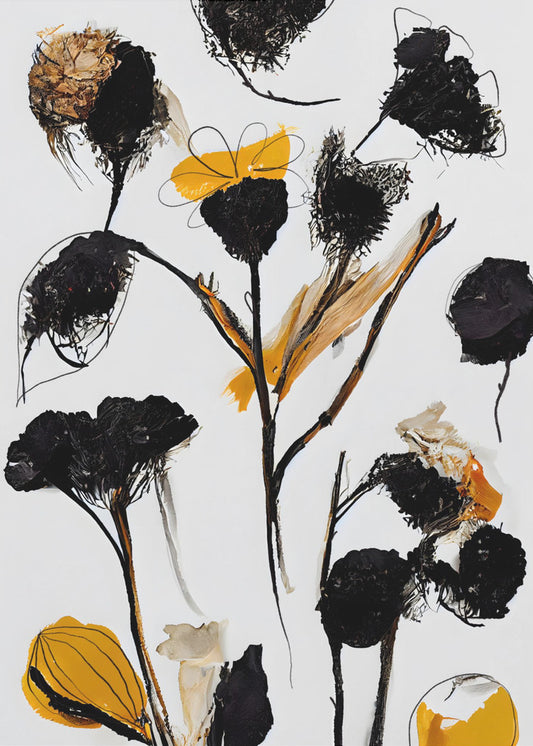 Black Dry Flowers | Canvas