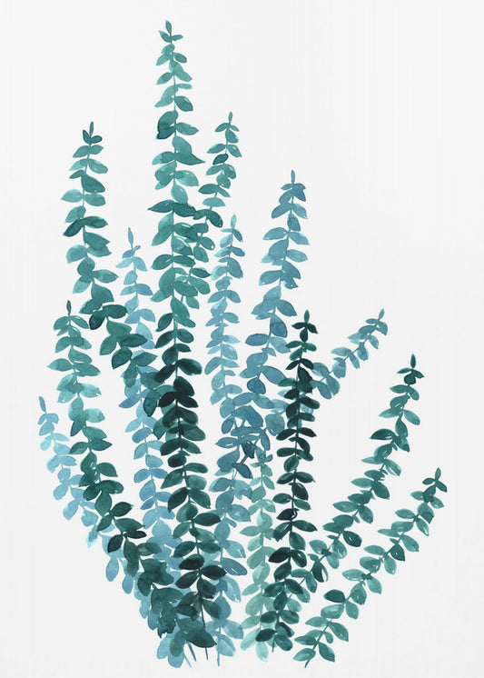 Watercolor eucalyptus branch in teal | Poster