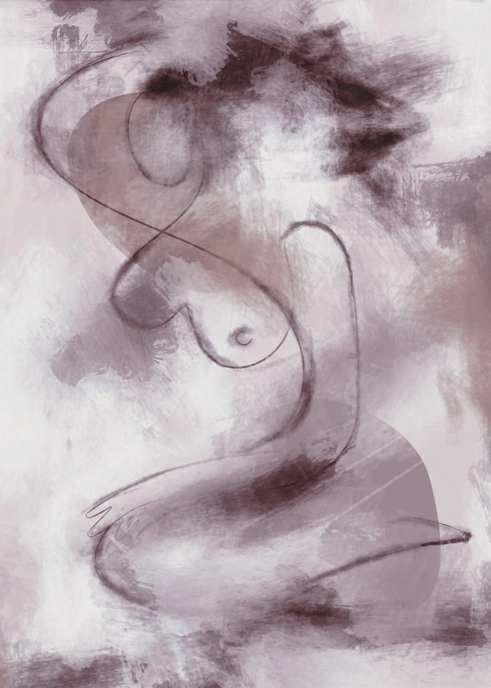 WOMAN FIGURATIVE ABSTRACT PAINTING PURPLE | Poster