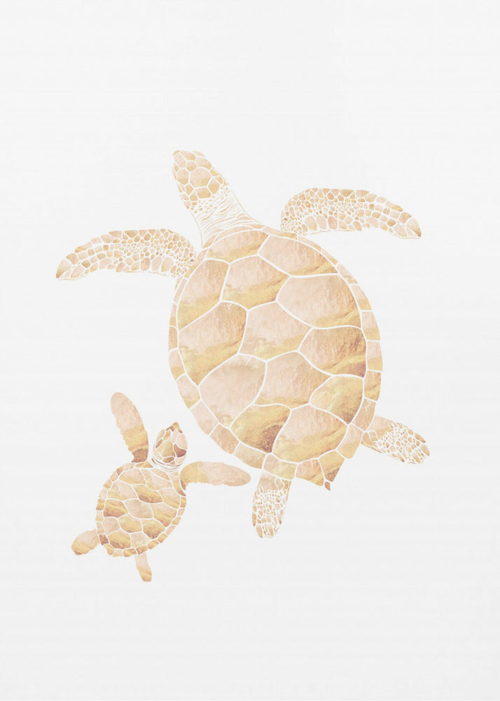 Gold white turtles | Poster