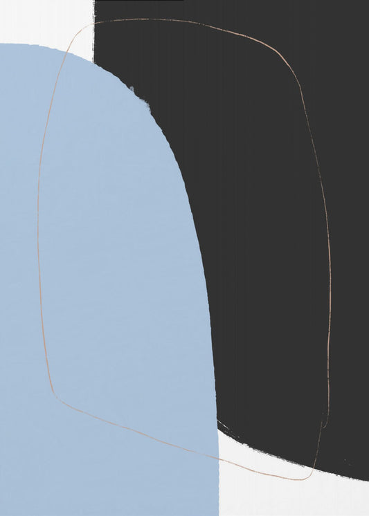 Overlapping Black And Blue Shapes | Poster