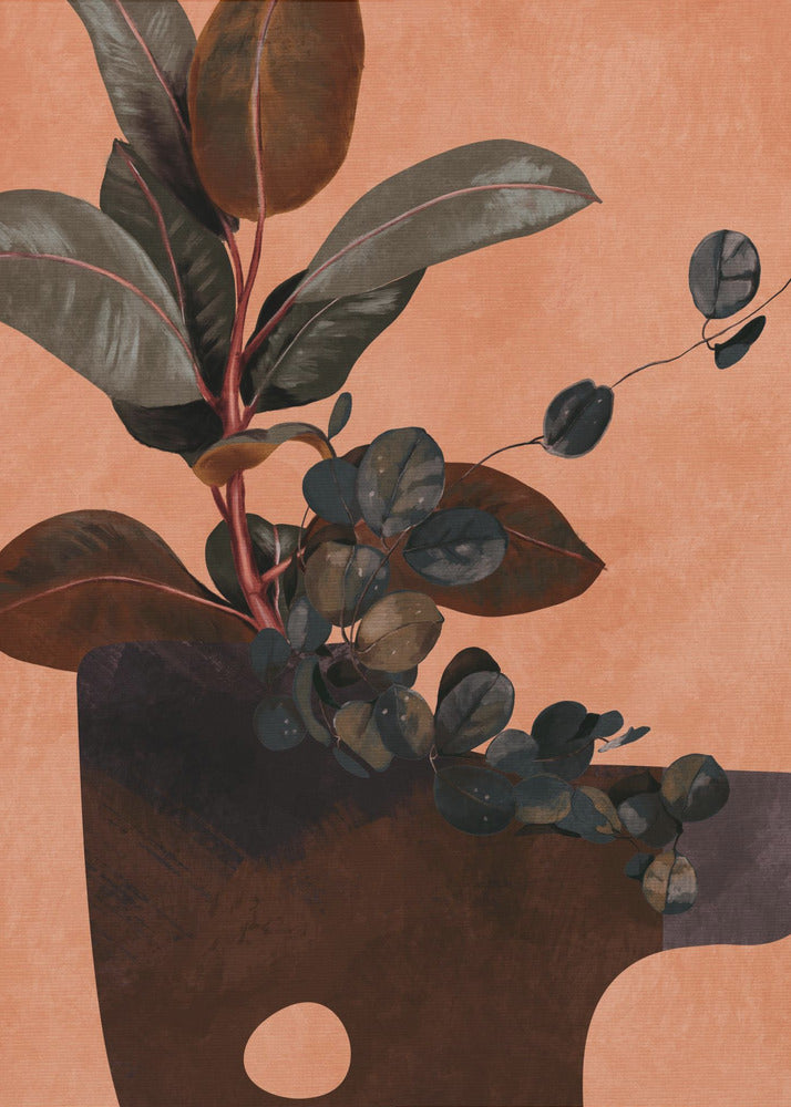 Leaves More 6 Red | Canvas